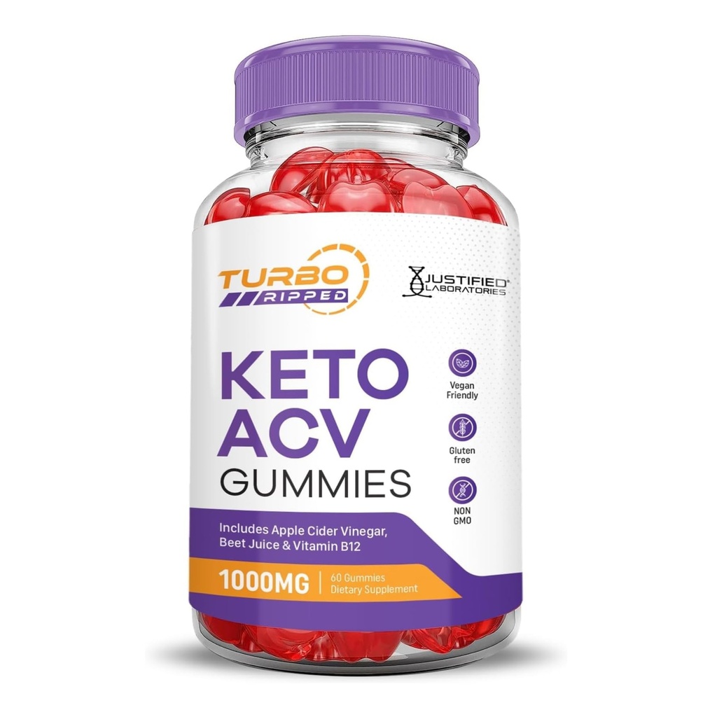 Justifiserte Laboratories Turbo Rippet Keto ACV Gummies Avansert Formel 1000MG Turbo Rippet Keto Gummies Apple Cider Vinegar Formulert med Pomegranate Beet Juice pulver B12 Vegansk Ikke GMO 60 Gummys