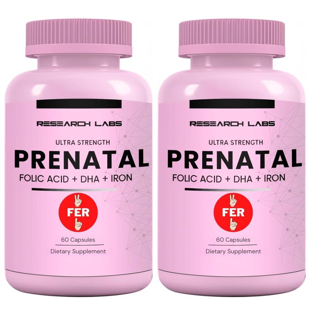Forskning Labs Prenatal Vitaminer for kvinner 2 Fer 1 Ad: 6X Mer Biotilgjengelig Metylert Folat Folic Acid MTHF 5