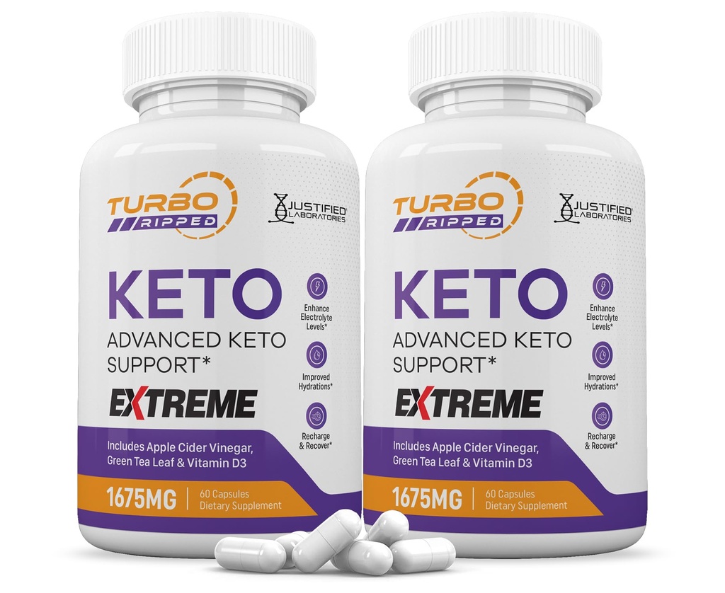 (2 Pack) Turbo Rippet Keto ACV Ekstreme piller 1675MG Keto støtte blanding kapsel alternativ til Keto ACV Formulert med Apple Cider Vinegar Extra Virgin Olive Olje pulver Grønn te blad 120 kapsler