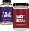 NAKED Uslavored BCAA 100 Sevings + ren L-Glutamin 240 Kapsler Bundle: Ikke-GMO, Glutenfri, Muskelgjenvinning, Ingenting Kunstig