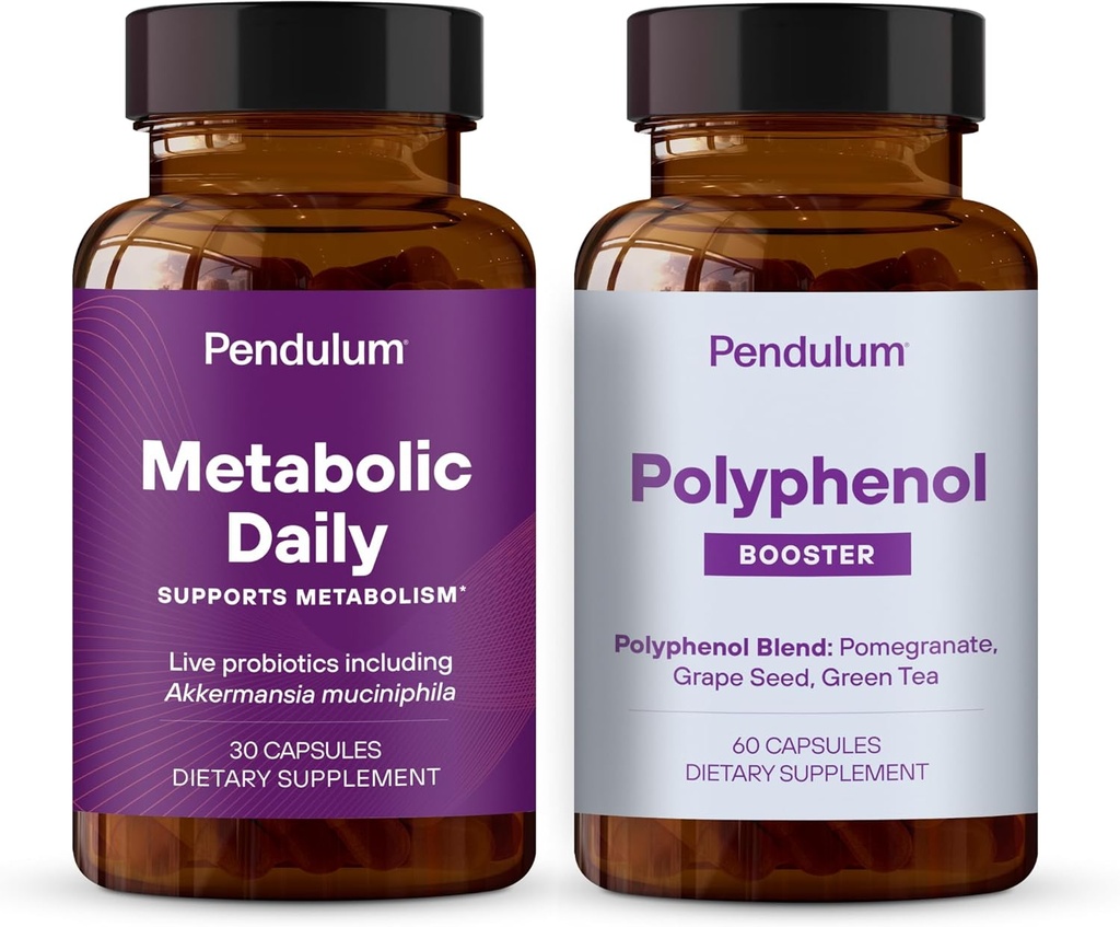 Pendulum Metabolic Daglig & Polyfenol Booster Bundle - proprietær Akkermansia Probiotiske Supplement blanding for å forbedre metabolisme og kardio helse