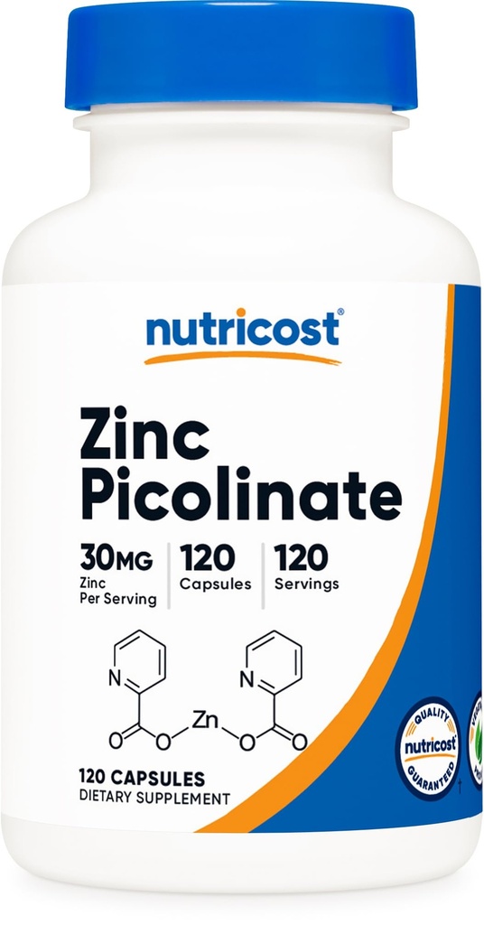 Nutricost Sink Picolinat 30 mg, 120 kapsler - Glutenfri og ikke-GMO