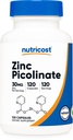 Nutricost Sink Picolinat 30 mg, 120 kapsler - Glutenfri og ikke-GMO