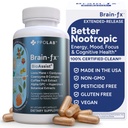 Brain-fxTM B vitaminer og urter for minne og fokus, nootropisk kosttilskudd, metylert B komplekst Choline Bacopa Lions Mane Cordyceps Mushroom kaffefrukt ekstrakt Alpha GPC L Theanine Huperzine A - 60ct