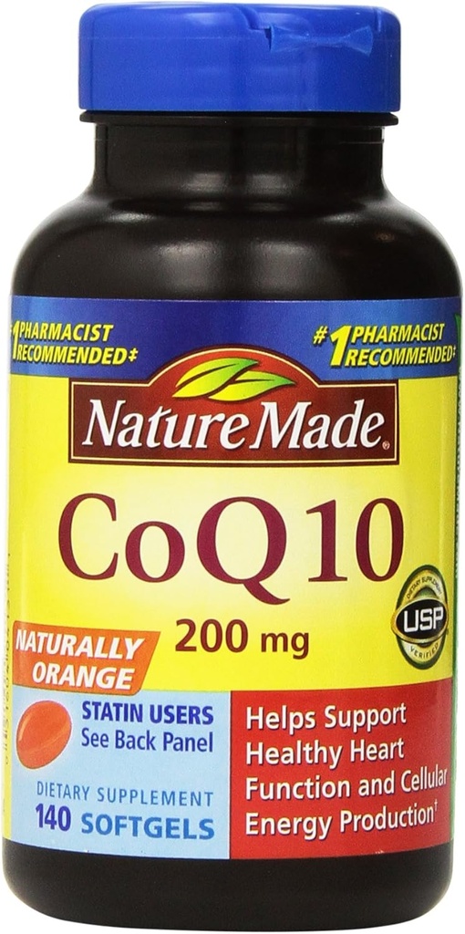 Naturlaget CoQ10 Coenzym Q10 200 mg - 2 flasker, 140 Softgels Hver