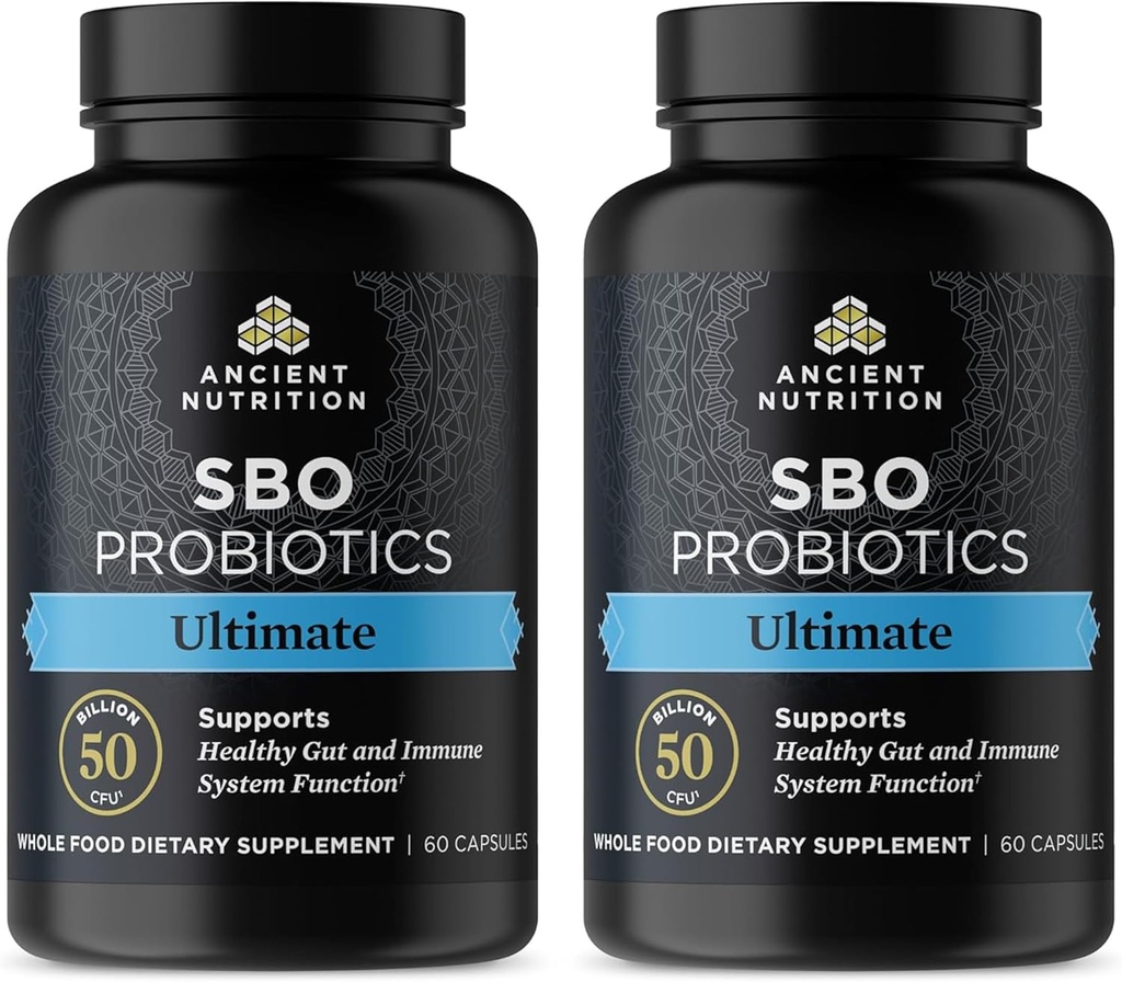 Gamle Nutrition Probiotika, SBO Probiotika Ultimate 50 milliarder CFU*/Serving, Digestive og immune støtte, Glutenfri, Gamle Superfoods Blende, Krympet 60 kapsler (2 pakke)