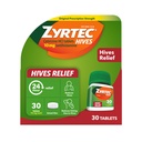 Zyrtec 24 timers Hives Relief Tabletter, 10 mg Cetirizine HCl-tabletter for å bidra til å redusere hever og redusere kløe på grunn av hever, Antihistaminer tabletter for kløe relief og behandling av urticaria, 30 ct
