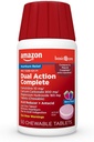 Basic Care Dual Action Komplett, Chewable Acid Reducer Plus Antacid Tabletter, Berry Flavor, Heartburn Medisin, Acid Indigation Relief, 50 greve