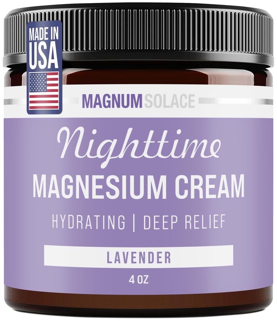 Magnesium Lotion – Nattlig magnesiumkrem – Påfør på ben, armer eller bryst - Topisk Magnesium Kloride – USA laget og trygt for barn (lavender)