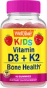 VelJa Vitamin D3 + K2 for barn Gummies - Vitamin D3 1000 IU, K2 100 MCG - Bone og Muskel Helse Støtte, Naturlig Flavors, GMO Gratis, Glutenfri, Vegan - K2 D3 Vitamin Supplement- 60 Gummies