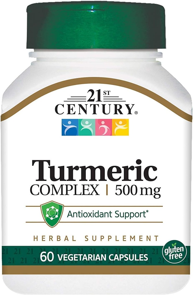 21st Century Turmeric Complex 500 mg - 60 vegetariske kapsler, pakke med 4