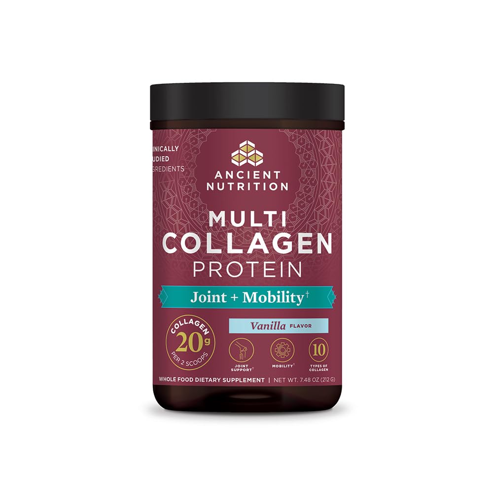 Gammel ernæring kollagen pulver protein, multi kollagen protein pulver felles + mobilitet, 20 servering, felles kosttilskudd med hydrolysert kollagen peptider for post trening, 7,48oz