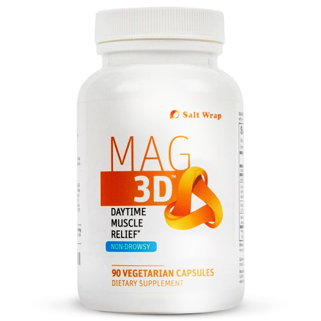 SaltBruck Mag 3D – Dagtid (ikke-Drowsy) Ben Cramp & Muscle Relief Support - Naturlig Supplement for Muskel og Nerve Helse med Turmeric, Alpha Lipoic Acid & Magnesium