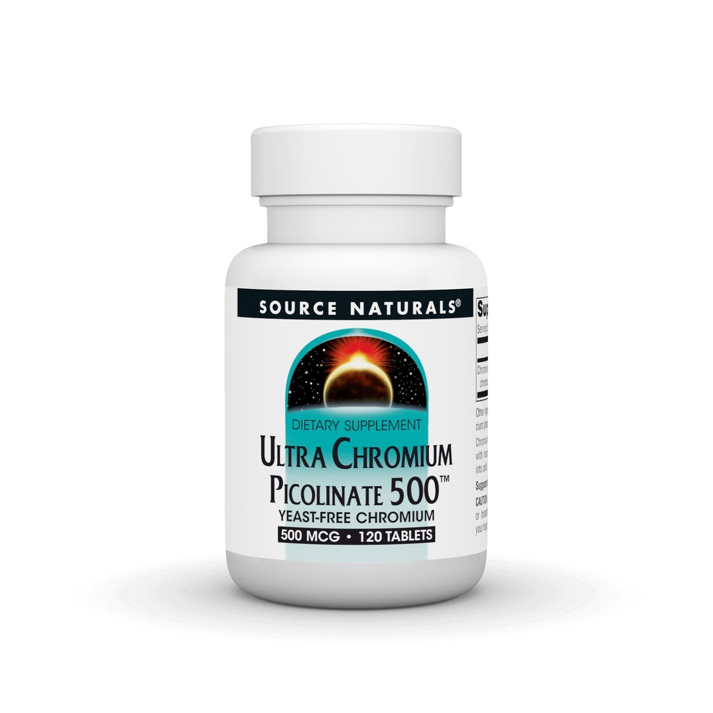 Kilde Naturals Ultrakrom Picolinate 500 Yeast-FreeChromium, vegetarisk kosttilskudd, 500 mcg - 120 tabletter