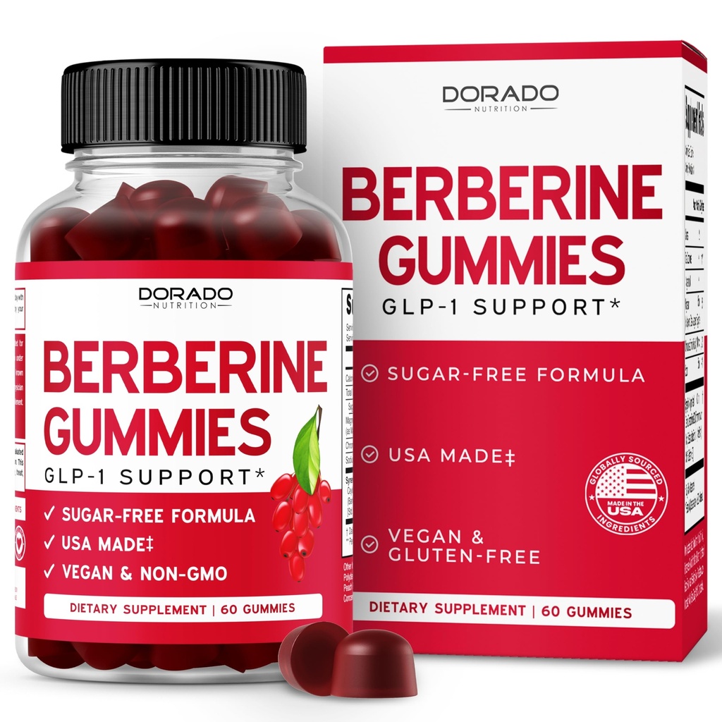 Berberine Gummies med Ceylon kanel (1 200 mg) Premium sukkerfri Berberine Ceylon kanel Supplement for voksne - Tredjeparts testet, ikke-GMO & laget i USA - 60 grev Chewable gummies