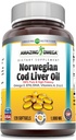 Amazing Omega Norsk Cod Liver Oil (Omega-3, EPA/DHA) Supplement | 1000 Mg Per Serving | 120 Softgels | Orange Flavor | Ikke-GMO | Glutenfri | Laget i USA