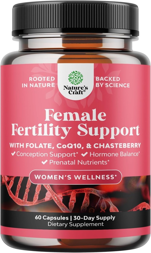 Fertilitetstillegg for kvinner med prenatal multivitaminer - kvinnelig fertilitetsstøtte med prenatal Choline Inositol Folate Chasteberry og CoQ10 blanding for kvinner å fremme raskere begrep