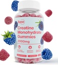 Kreatin Monohydrat Gummies for menn og kvinner - høy renhet Sour Blue Raspberry- Chewable Kreatin Infusert Gummy for muskel styrke og energi øke, Biotilgjengelig Pre-Workout Supplement