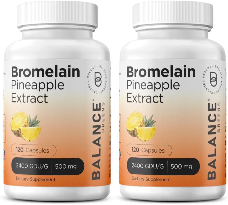 Balancebreens Bromelain 500mg, 120 kapsler - Pineapple Extract Digestive Enzyme, støtter Digestion og felles helse Supplement