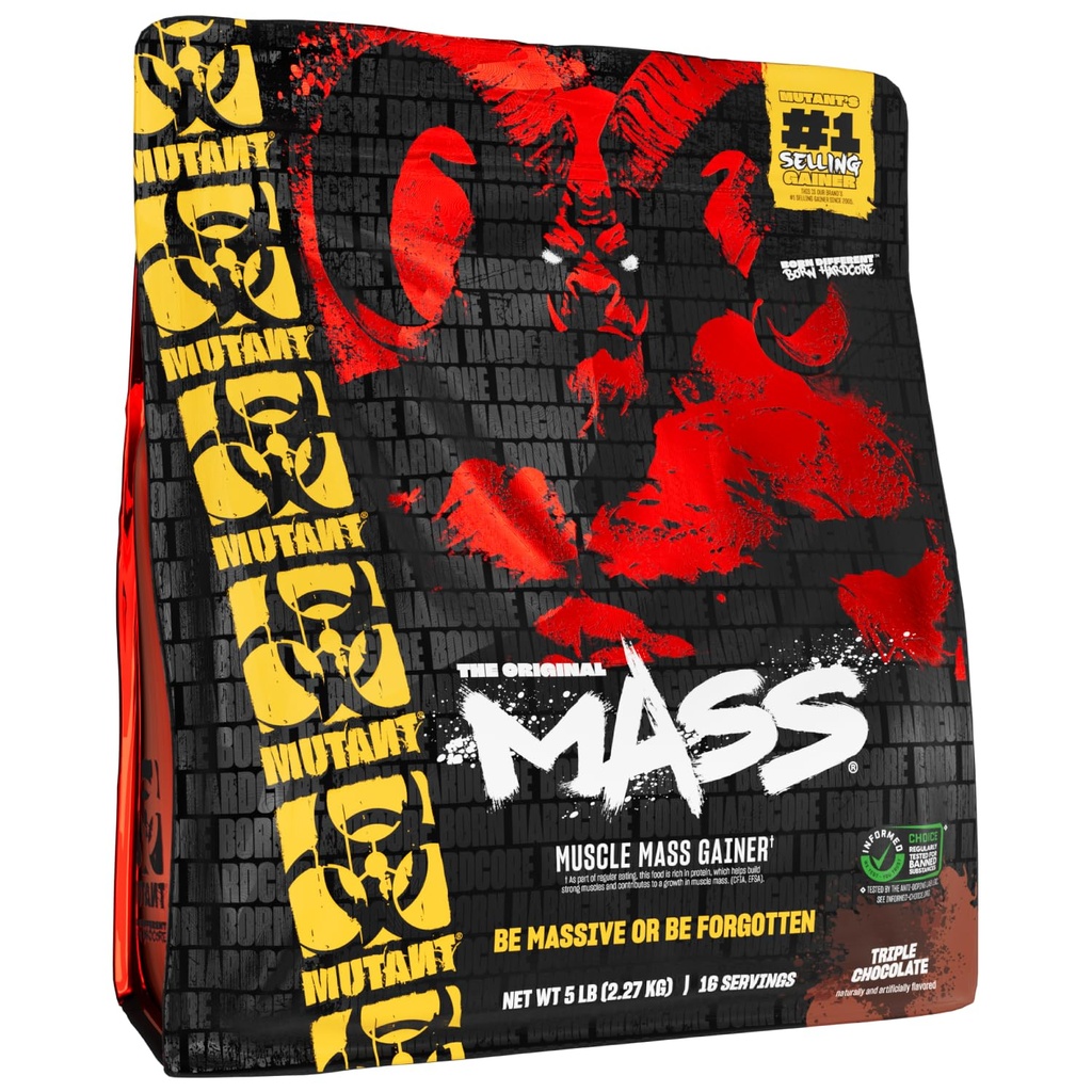 Mutant Mass | Vekt Mass Gainer Protein pulver - høy kalori protein pulver for masse gevinst - trippel sjokolade - 5 pund