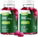 Viteey Sink Gummies for menn og kvinner - Sink Supplements 30mg - Immun Boost & Hud Helse - Vegan, Glutenfri - 120 Tell