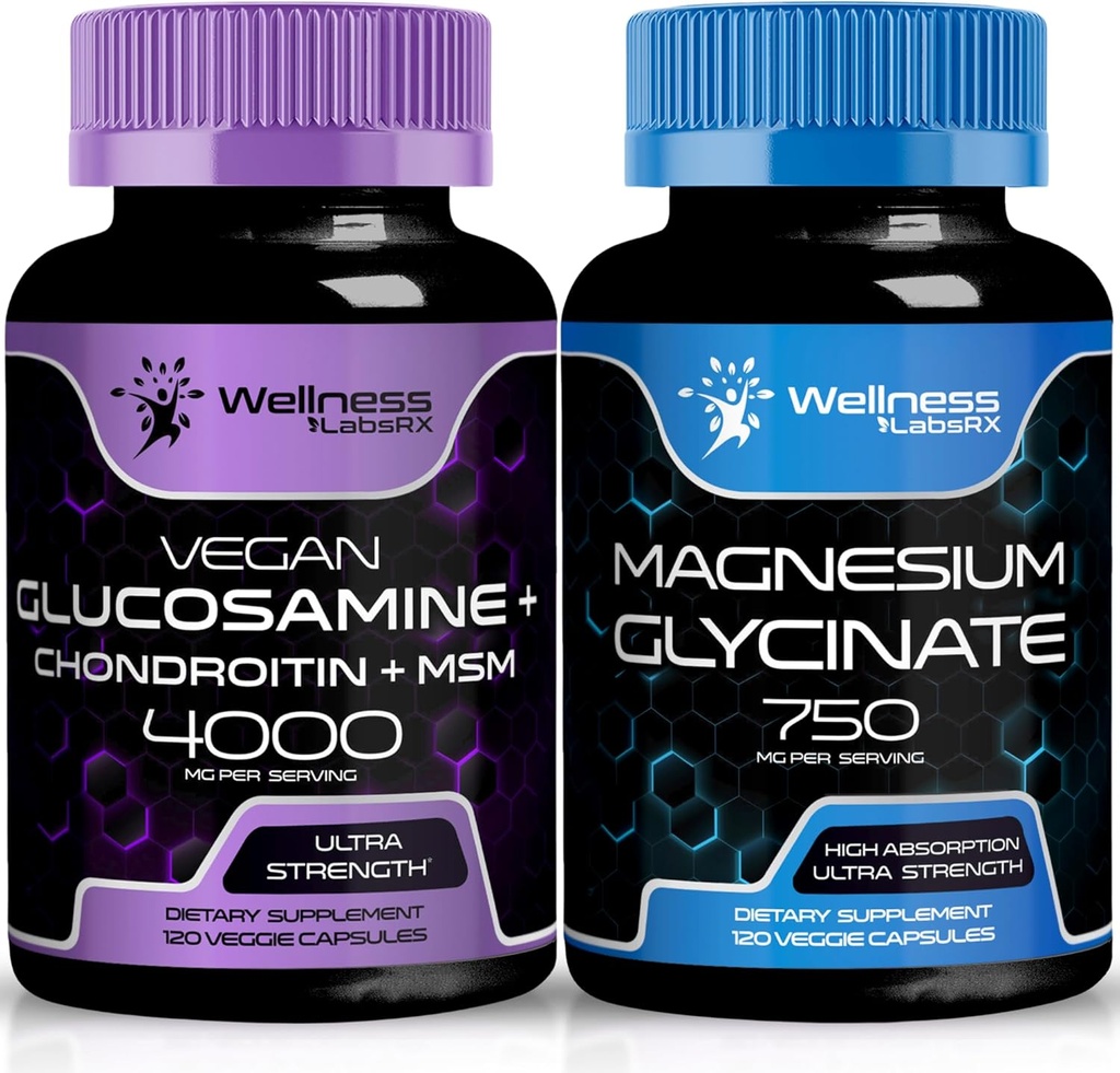 WELLNESS LABSRX Glukosamin Chondroitin MSM  Magnesium Magnesiumglycinatkapsler