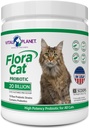 Vital Planet - Flora Cat Probiotic Powder Supplement med 20 milliarder kulturer og 10 diverse Strains høy potens Probiotika for alle katter for felin Digestive og immune støtte 30 Scoops 3.92 oz