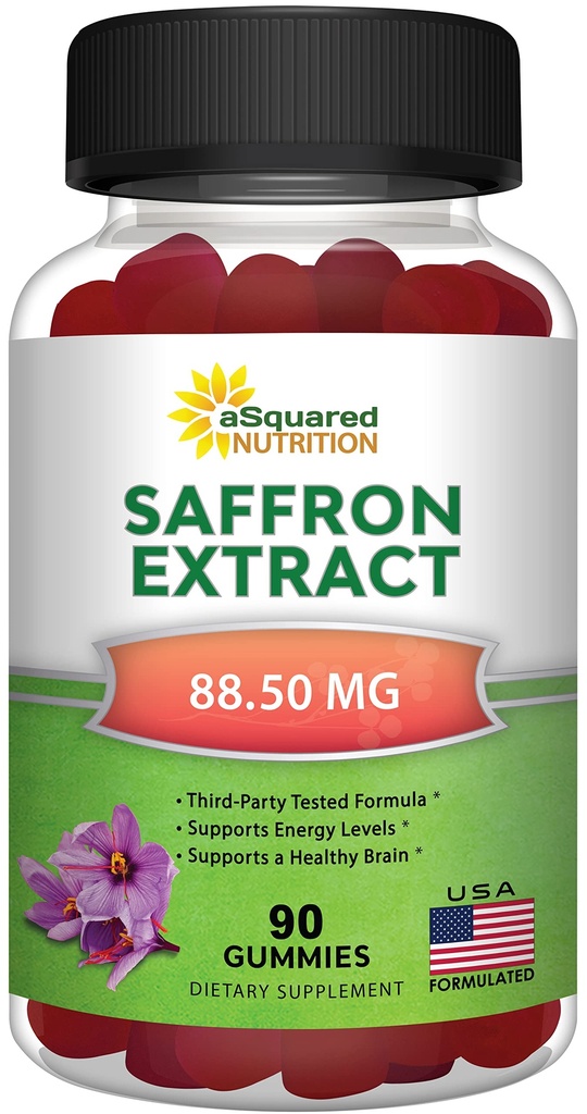aSquared Nutrition Saffron Gummies - Saffron Extract Supplement - Pure Gummy Supplements Alternativ til Kapsler, piller, pulver og te
