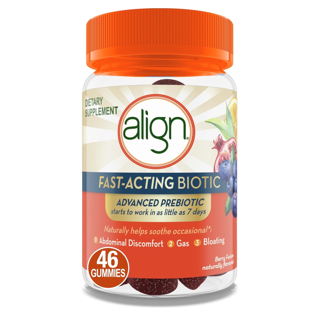Juster avansert prebiotiske kosttilskudd, Fast-acting Biotic Gummies, Avansert prebiotisk for kvinner og menn, fungerer i så lite Som 7 dager*, 46 Gummies
