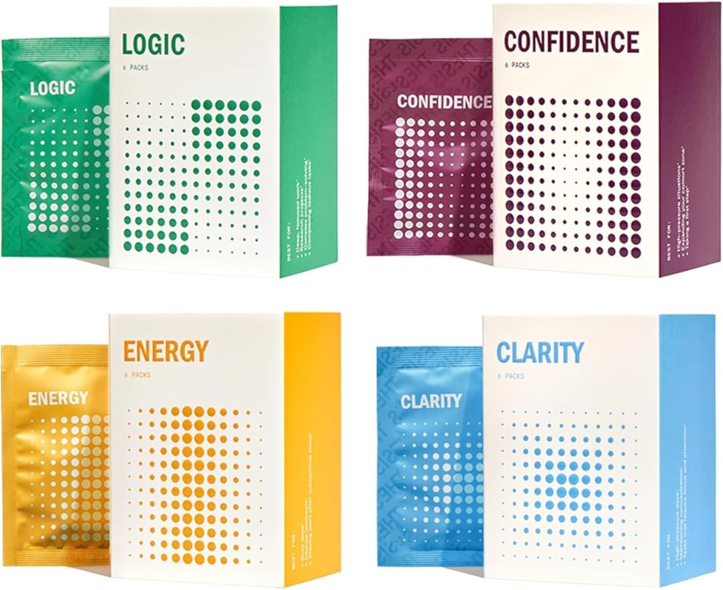 Tesis Starter Kit - Nootropisk kognitive kosttilskudd med klarhet, logikk, tillit og energi - fremmer mentalt fokus, naturlig energi og minne - 24 serveringer - 1 måneds forsyning
