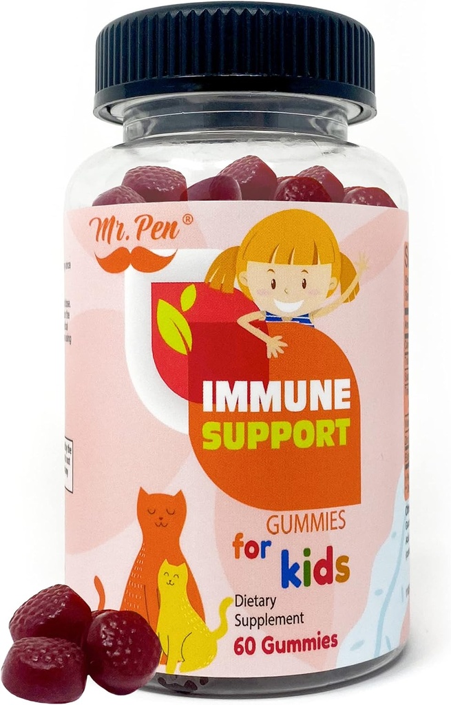 Mr. Pen Elderberry Vitamin C sink Gummies for barn | 60 greve | 2 måneds forsyning | 4+ år, immunstøtte Gummies, lav sukker, ikke-GMO, Vegan, Glutenfri, Pektin Chews