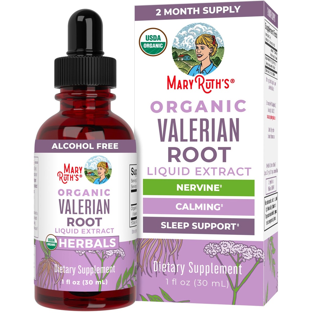 MaryRuth Organics Valerian Root Liquid Drops | 2 måneders forsyning | Sukkerfri | USDA organisk Valerian Root Drops | Støtte søvn | Rolig og stress Relief | Vegan | Ikke-GMO | Glutenfri | 60 Services
