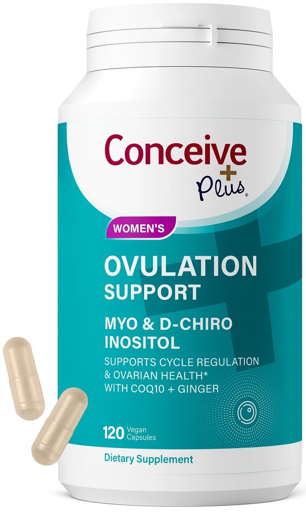 CONCEIVE PLUS ovuleringsstøtte | Myo-Inositol & D-Chiro Inositol for kvinner fruktbarhet | PCOS Kosttilskudd for reproduktiv helsehormonbalanse for kvinner | COQ10, Folinsyre, Ginger | 30 dagers levering