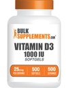 BulkSupplements.com Vitamin D3 1000IU Softgels - Kolecalciferol, D3 Supplement, vitamin D 1000 IU - 1 vitamin D3 Softgel (25mcg vitamin D) per servering, 500 Count (pakke av 1)