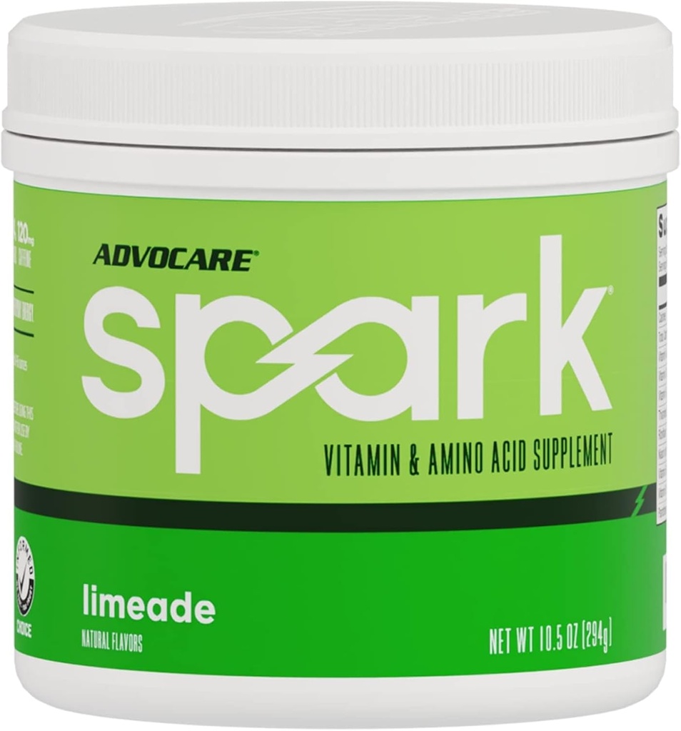 AdvoCare Spark - Energi Drink Mix - Vitamin & Amino Acid Supplement - Støtter energi og fokus - Bærbar immunologisk støtte - Sukkerfri - Limeade (10)
