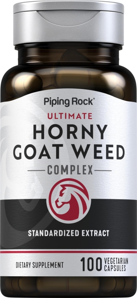 Piping Rock Horny Goat Weed for menn | 100 kapsler | Ultimate Complex ekstrakt Supplement | Vegetarisk, ikke-GMO, Glutenfri