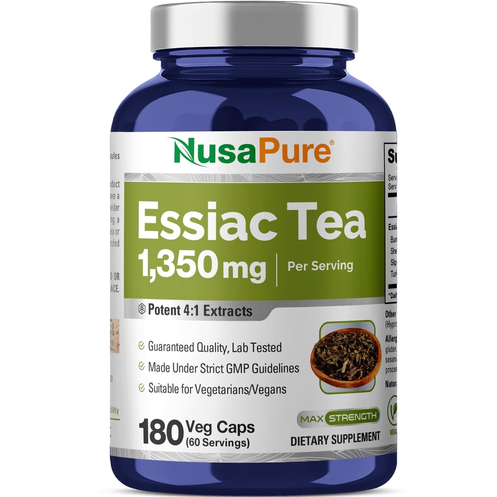 NusaPure Essiac Te 1350 mg 180 Veggie Caps (vegetarisk, ikke-GMO)