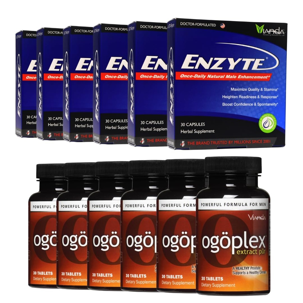 Enzyte & Ogopleks Bundle | Naturlig Mannlig Vitalitet + Prostate & Urinal Helse Support - 6-pakker av hver Bundle