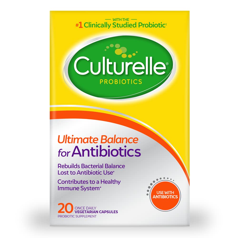 Culturelle Probiotika Ultimate Balance Probiotic for bruk med antibiotika - 20 greve - Probiotiske kapsler bidrar til å gjenopprette gode bakterier tapt under antibiotiske bruk og bidra til et sunn immunsystem