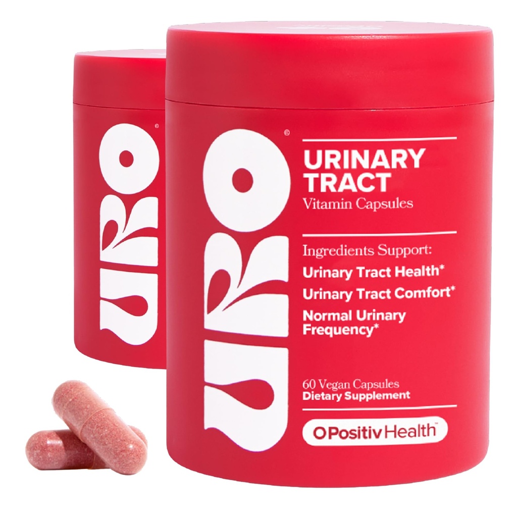 O Positiv URO Urin Tract Health Supplement for kvinner, 60 Count (Pack of 2) - Urin støtte Vitaminer med Pacran Complete Cranberry Extract, D-Mannose, & Vitamin C - Vegansk & Glutenfri