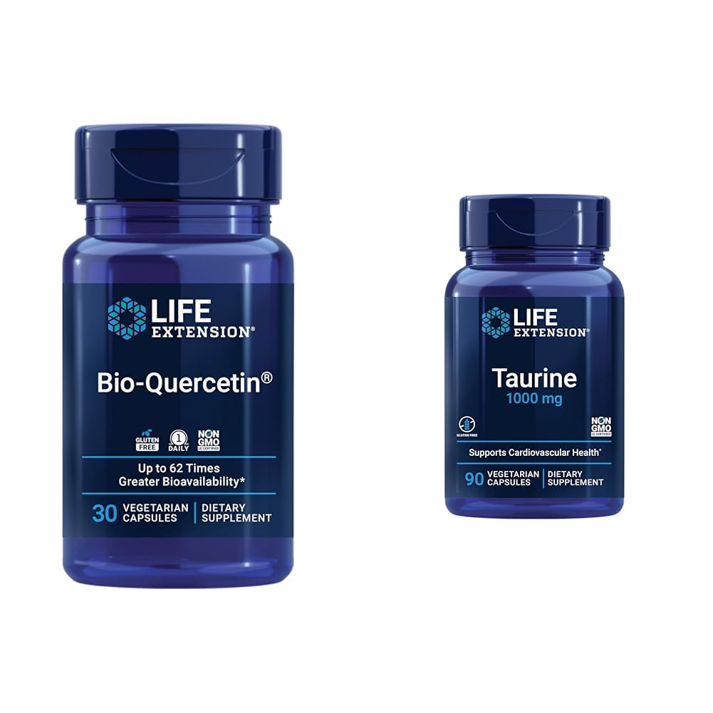 Livsforlengelse Bio-Quercetin 30 kapsler & Taurin 1000mg 90 kapsler Bundle