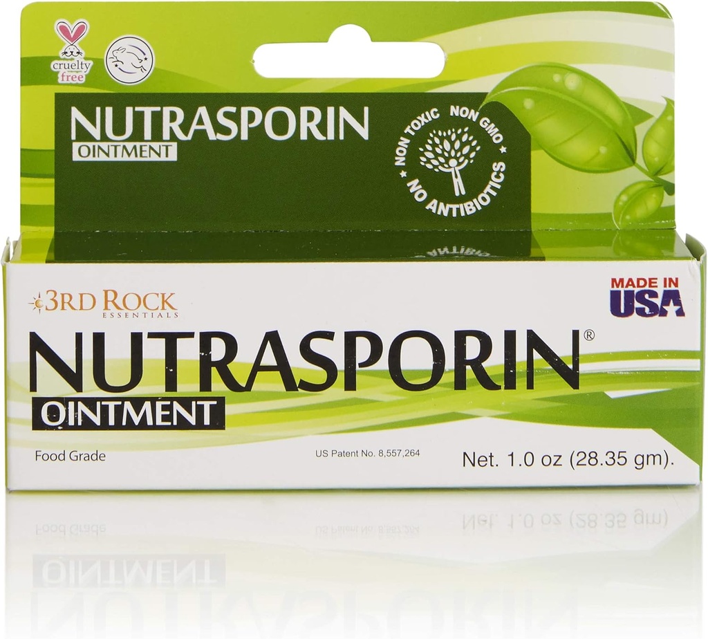 3rd Rock Essentials Nutrasporin Silver Ointment, giftig-fri, Petroleumsfri, Ikke-antibiotiske, Førstehjelp, Mat klasse Ointment, 1.0oz, Pakke med 1
