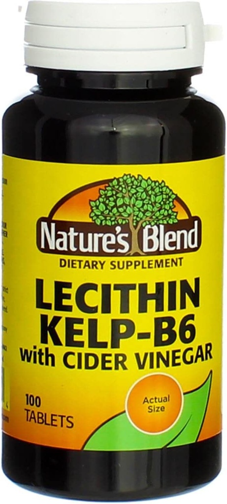 Naturens blanding Lecithin Kelp-B6 med Cider Vinegar 100 faner (Model: 079854600704)