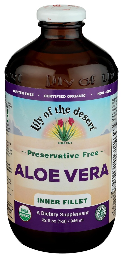 Lily Of the Desert Aloe Vera Juice - Indre Fillet Aloe Vera Drink, Organisk Aloe Juice med naturlige vitaminer, Digestive Enzymer for Gut Helse, Mage Relief, Velvære, Glødende hud, 32 Fl Oz