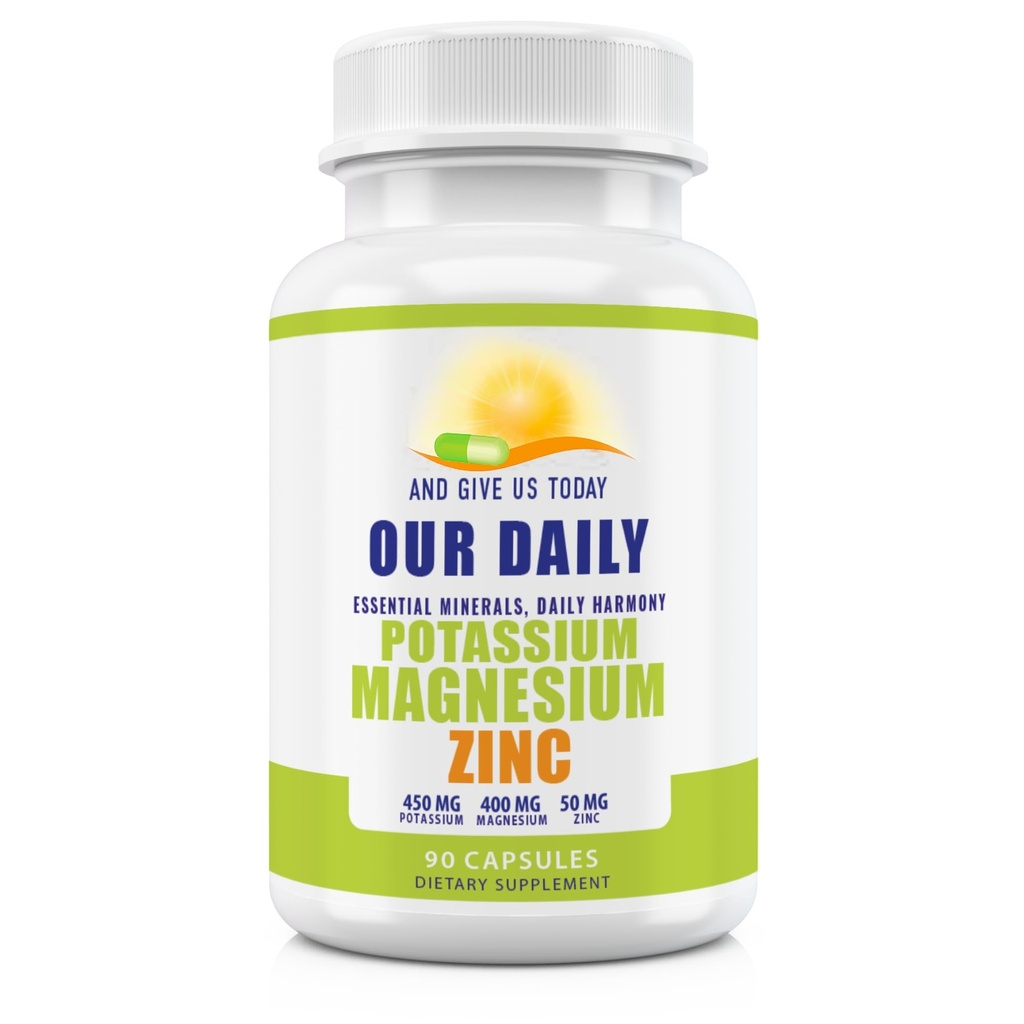 Magnesium Kalium Supplements W Sink - 90 Kapsler 400MG Magnesium,450MG Kalium,50MG Sink for vaskulær helse – høy absorpsjon Vegan for benkramper og søvn