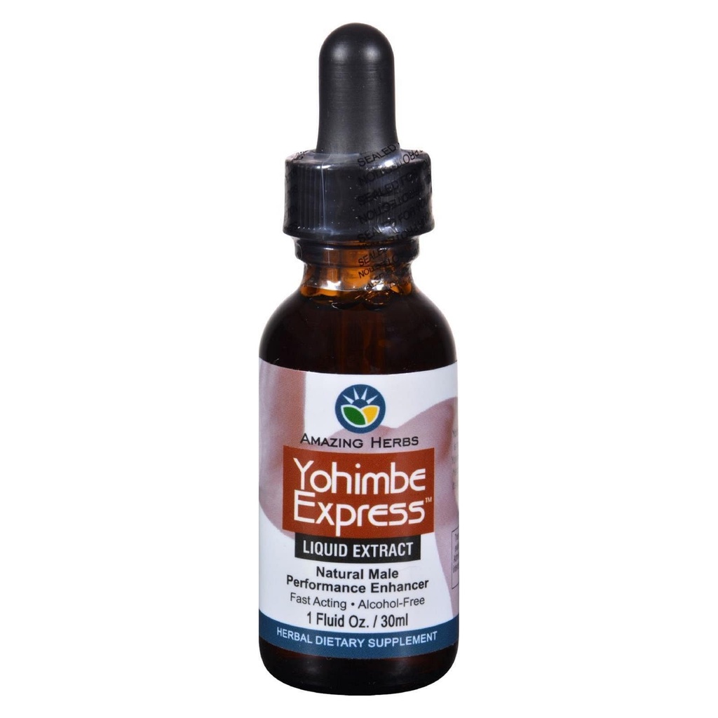 Amazing urter Yogimbe Express - Performance Enhancer, 100% ren Yohimbe Bark alkohol gratis flytende ekstrakt, herbal kosttilskudd - 1 Fl Oz (pakke med 1)