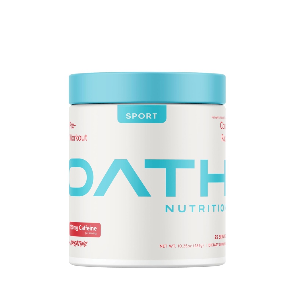 Oath Nutrition Sport Sugar Gratis Pre-Workout pulver, Coco Razz, inneholder kreatin Monohydrat, koffein og Beta Alanine, Pre Workout pulver for kvinner og menn, 25 serveringer