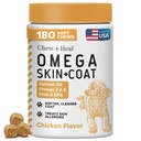 Laksolje for hunder - 180 myk Chew Omega behandlinger for hud og coat - Fiskeolje blanding av essensielle fettsyrer, Omega 3 og 6, vitaminer, antioksidanter og mineraler - laget i USA