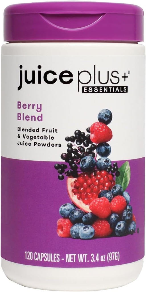 JuicePlus + Berry blanding: med Concord Grape, Blåbær, Cranberry, og mer - Hele maten Basert, Vegansk, Plantebasert vitaminer - Glutenfri, Ikke-GMO, Kosher - 1 flaske (60 Serveringer)