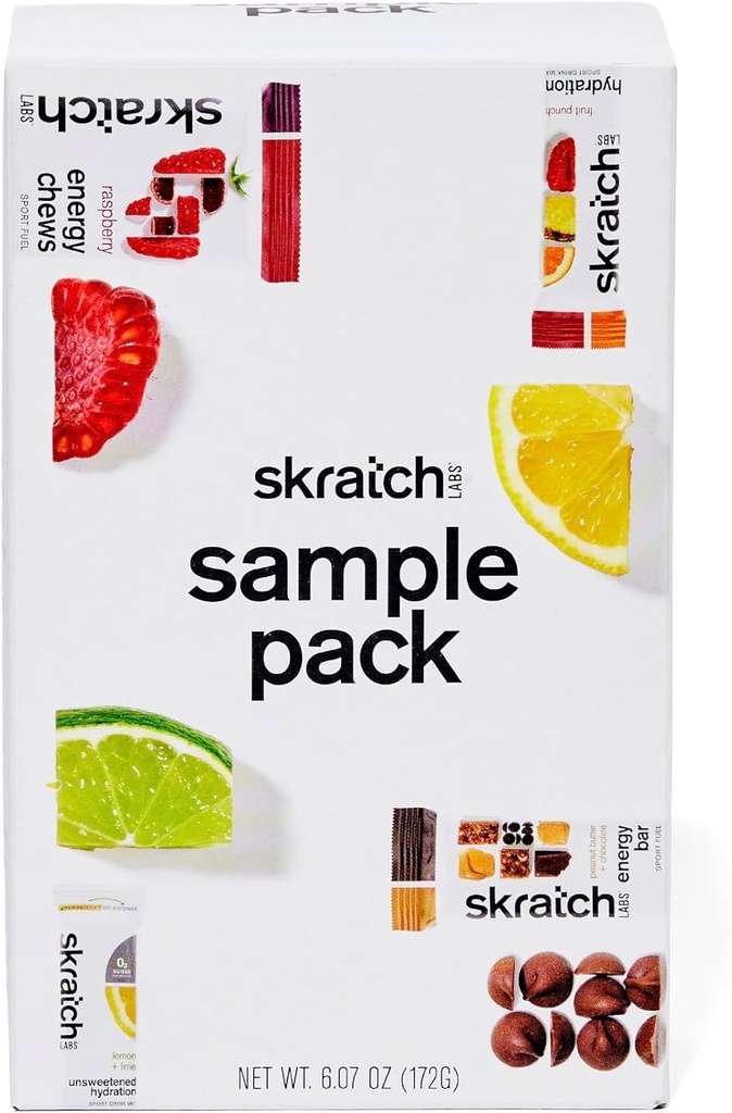 Skratch Labs prøvepakke - Hydration Drink Mix, Unsweeted Sport Drink Mix, Energi Chews, Energi Bar - Sport Ernæring Trial Variety Pack - for løp, sykling, vandring og utholdenhetsaktiviteter
